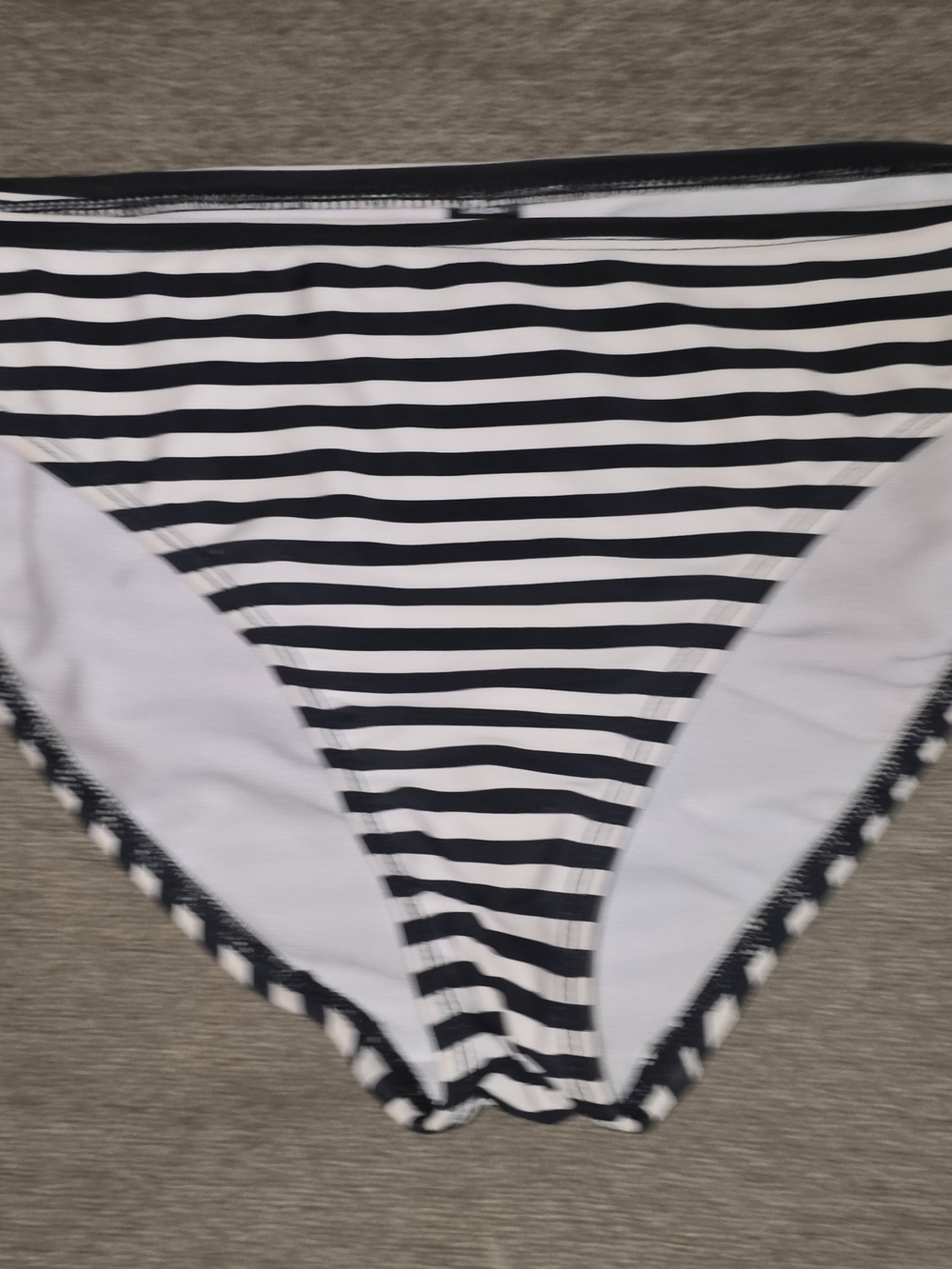 Allen B. Black & White Striped High Waist& Cut Bikini Bottoms Size 10